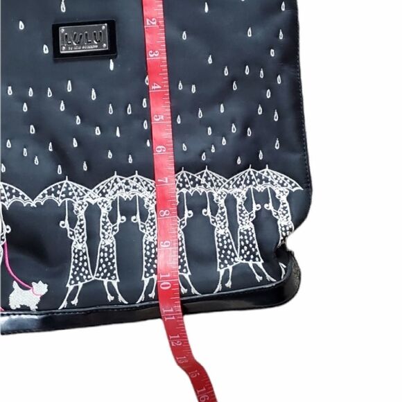Lulu Guiness Black Purse with Umbrella Embroidery Design - Picture 3 of 10